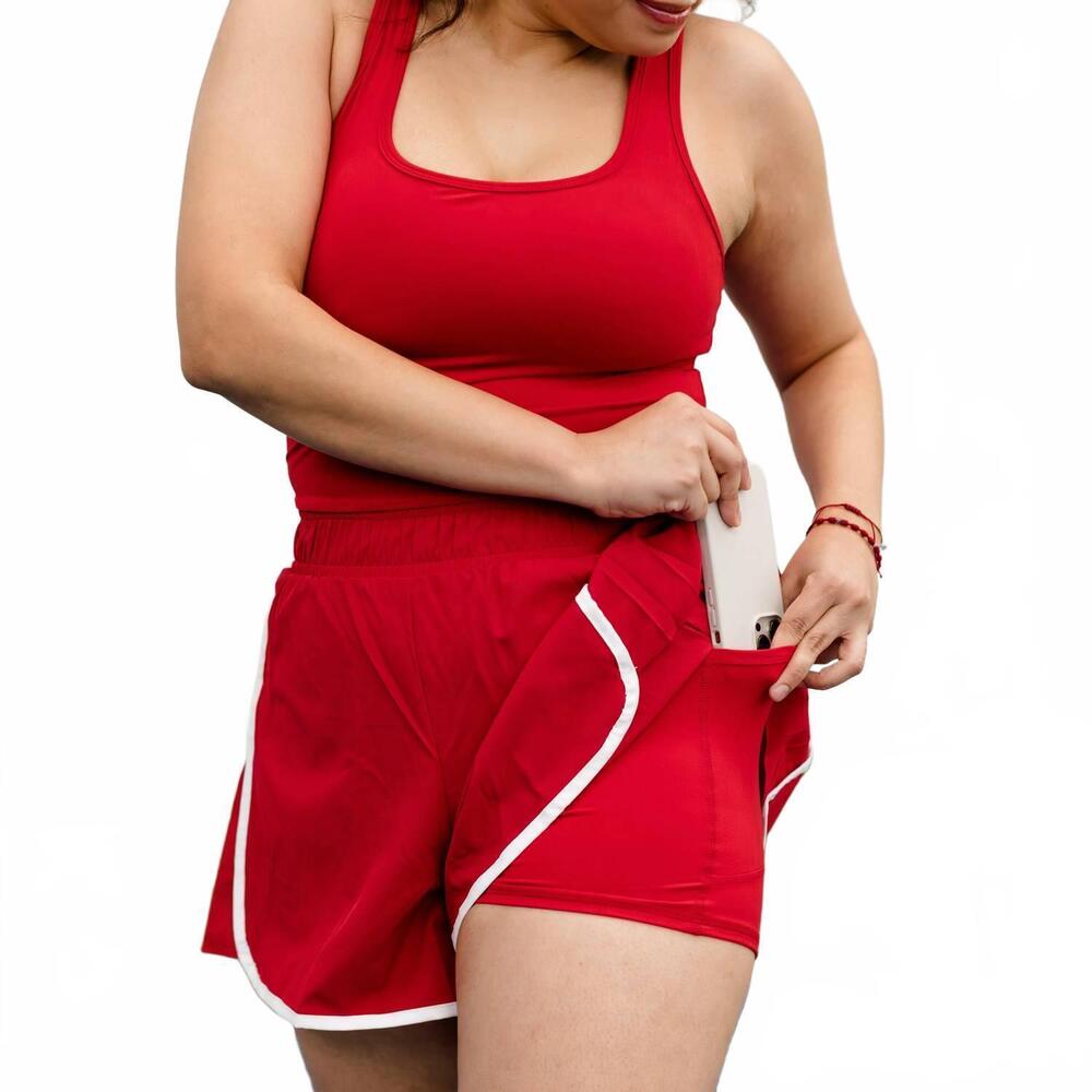 NEW RAE MODE revive shortsie in red and white